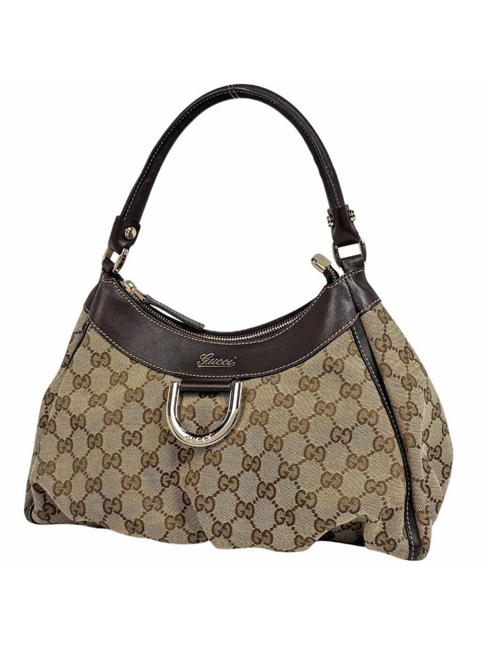 Gucci GG Pattern Shoulder Bag Abbey Canvas Brown
